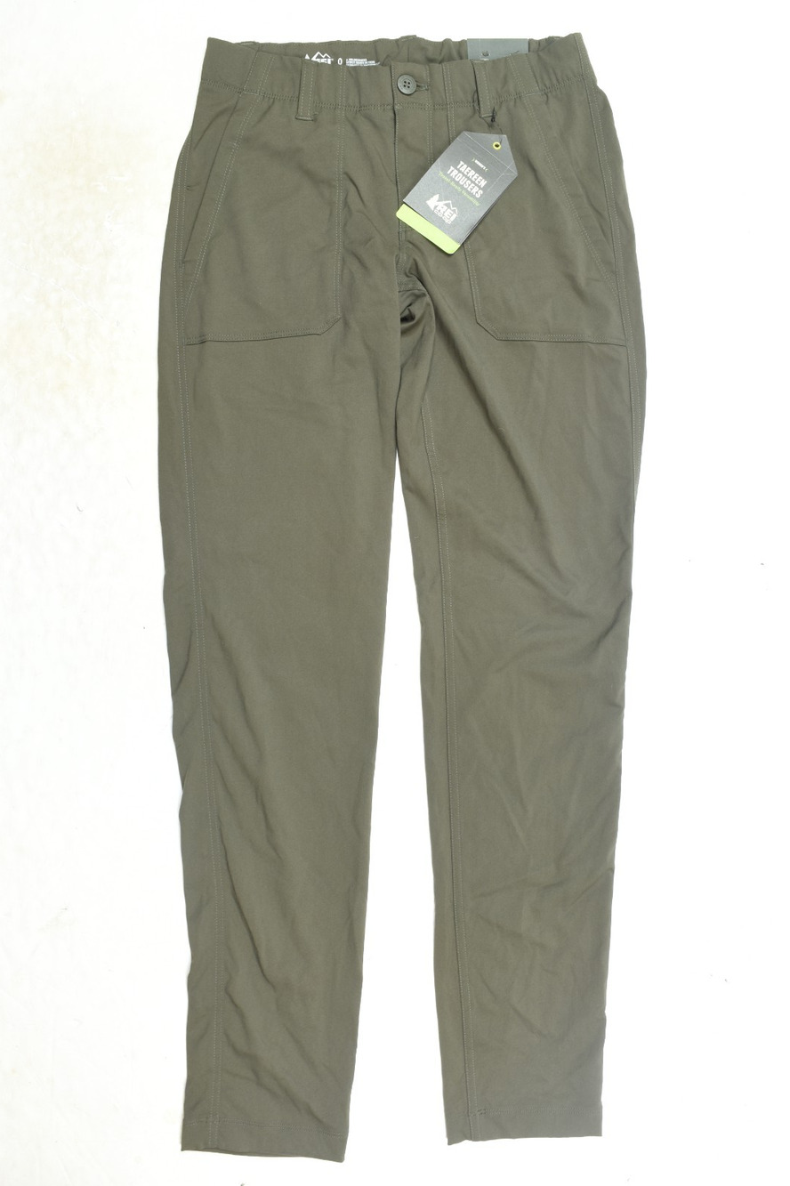 REI Co-Op Taereen Trousers Womens 0 Green Lightweight Nylon Stretch Slim Fit
